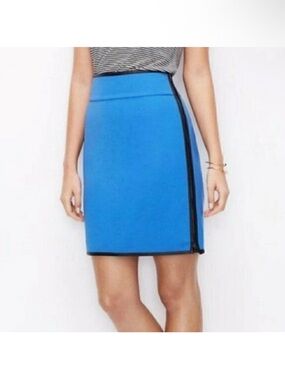 Ann Taylor Bright Blue Mini Skirt with Black Trim